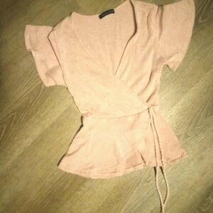 Caution To The Wind Blush Ribbed Top